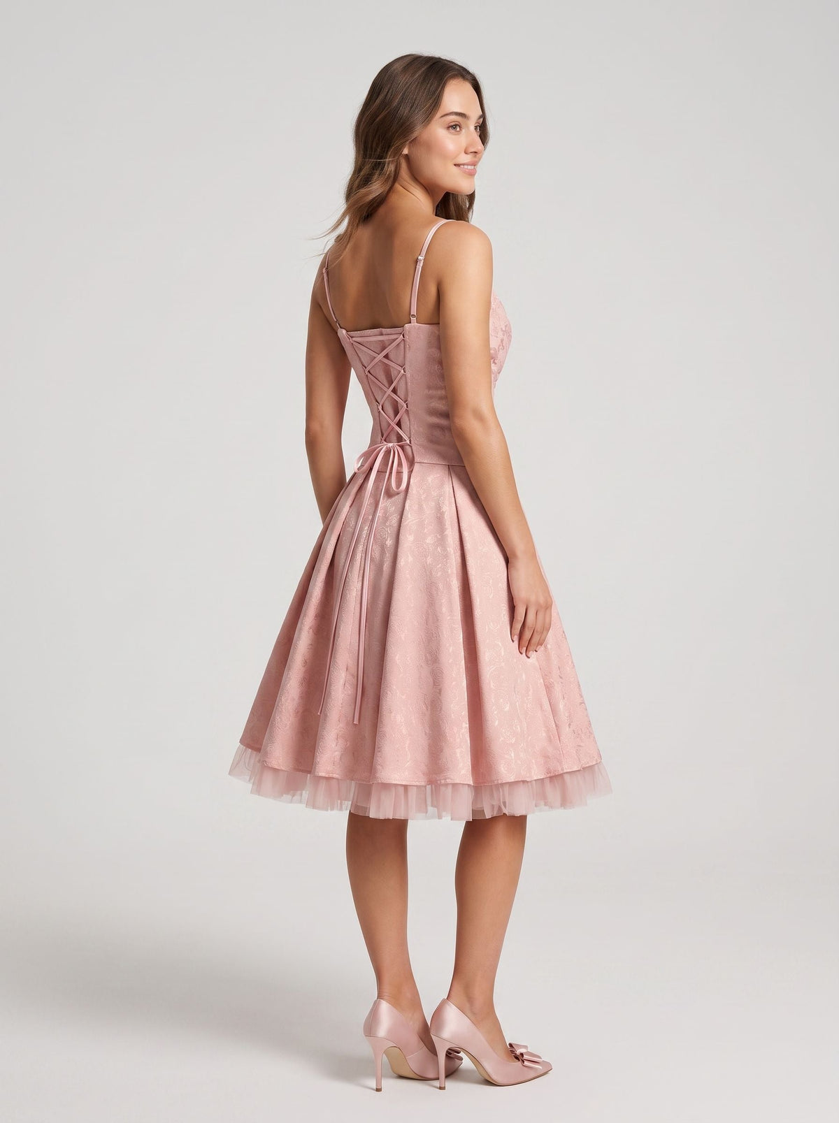 Petal Satin A-Line Sweetheart Lace-up Short Dress with Floral Print - Curvevia