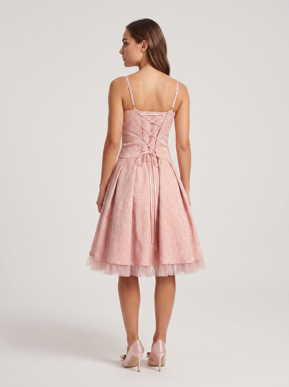 Petal Satin A-Line Sweetheart Lace-up Short Dress with Floral Print - Curvevia
