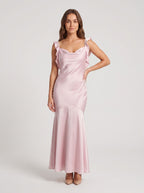 Petal Satin Mermaid Cowl Neck Backless Floor-Length Dress with Cascading Ruffles - Curvevia