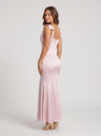 Petal Satin Mermaid Cowl Neck Backless Floor-Length Dress with Cascading Ruffles - Curvevia