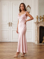 Petal Satin Mermaid Cowl Neck Backless Floor-Length Dress with Cascading Ruffles - Curvevia
