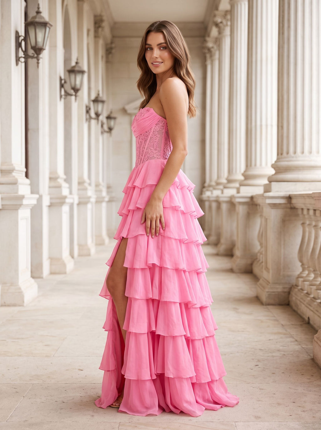 Petal Tulle A-Line Sweetheart Corset Back Floor-Length Dress with Appliques - Curvevia