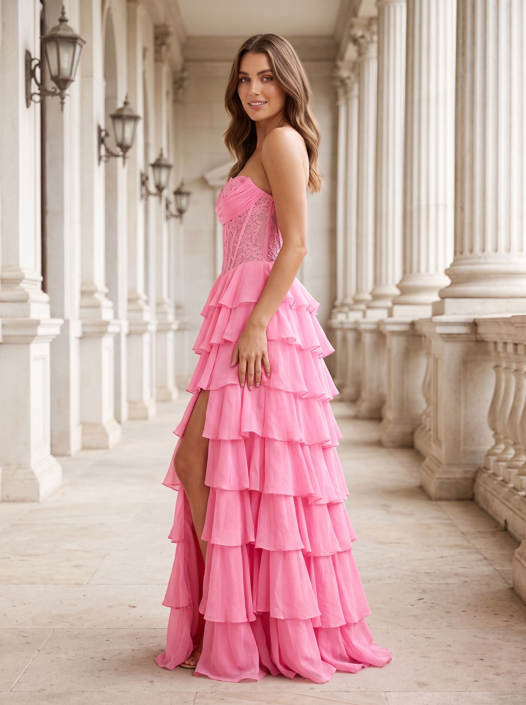 Petal Tulle A-Line Sweetheart Corset Back Floor-Length Dress with Appliques - Curvevia