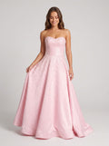 Petal Satin A-Line Sweetheart Criss-Cross Straps Floor-Length Dress with Pearls - Curvevia