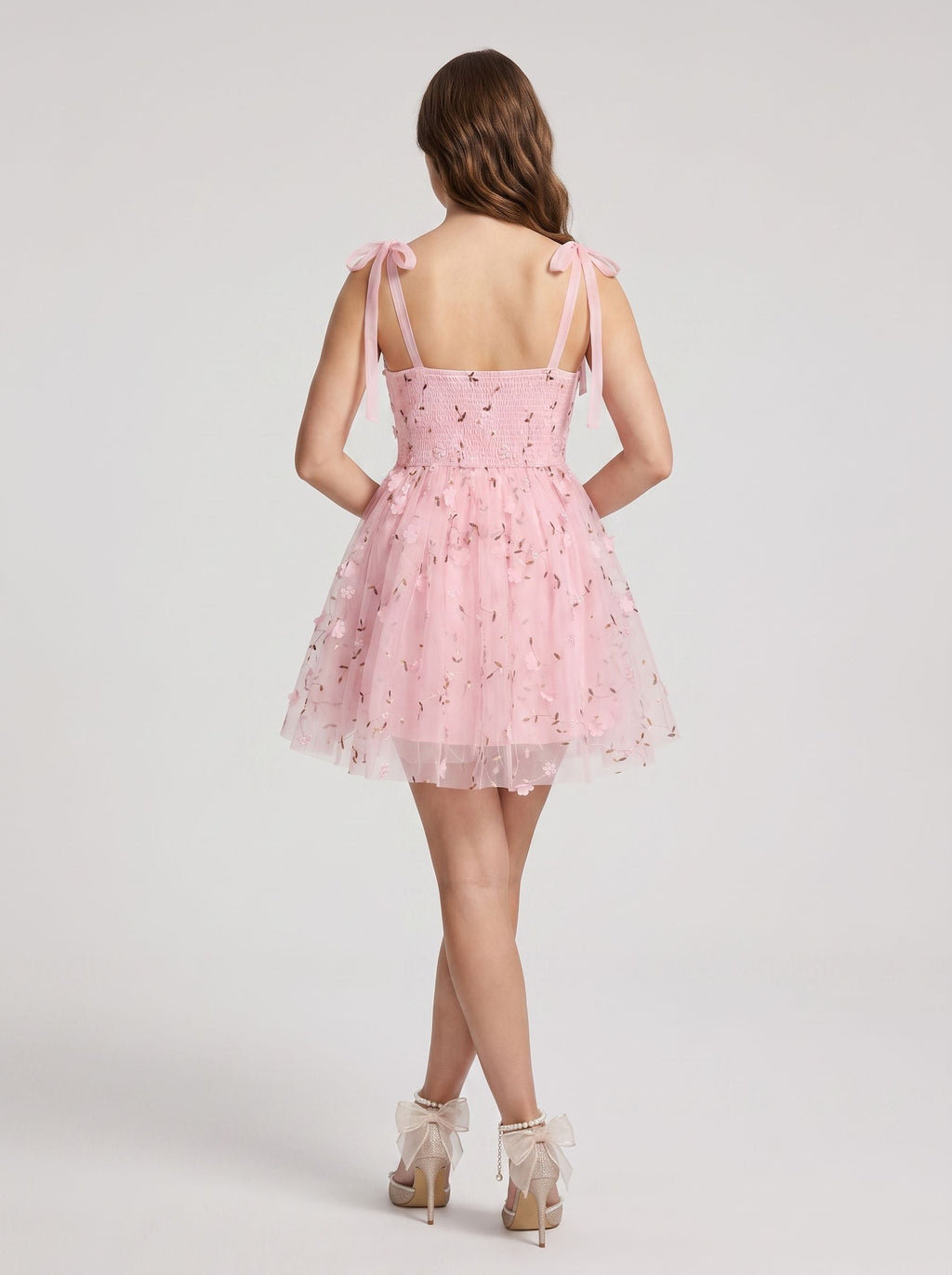 Petal Tulle A-Line Sweetheart Backless Short Dress with Floral Embroidery - Curvevia
