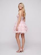 Petal Tulle A-Line Sweetheart Lace-up Short Dress with Tiered Ruffles - Curvevia