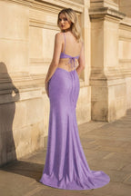 Red Spaghetti Straps Cutout Beaded Mermaid Long Dress With Split - Curvevia