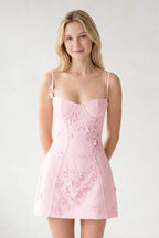 Pink A-Line Appliqued Spaghetti Straps Short Homecoming Dress - Curvevia