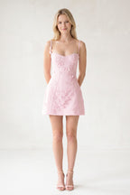 Pink A-Line Appliqued Spaghetti Straps Short Homecoming Dress - Curvevia
