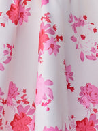 Pink A Line Floral Satin Short Wedding Guest Dress - Curvevia