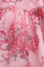 Pink - A Line Sweetheart Floral Tulle Short Wedding Guest Dress - Curvevia