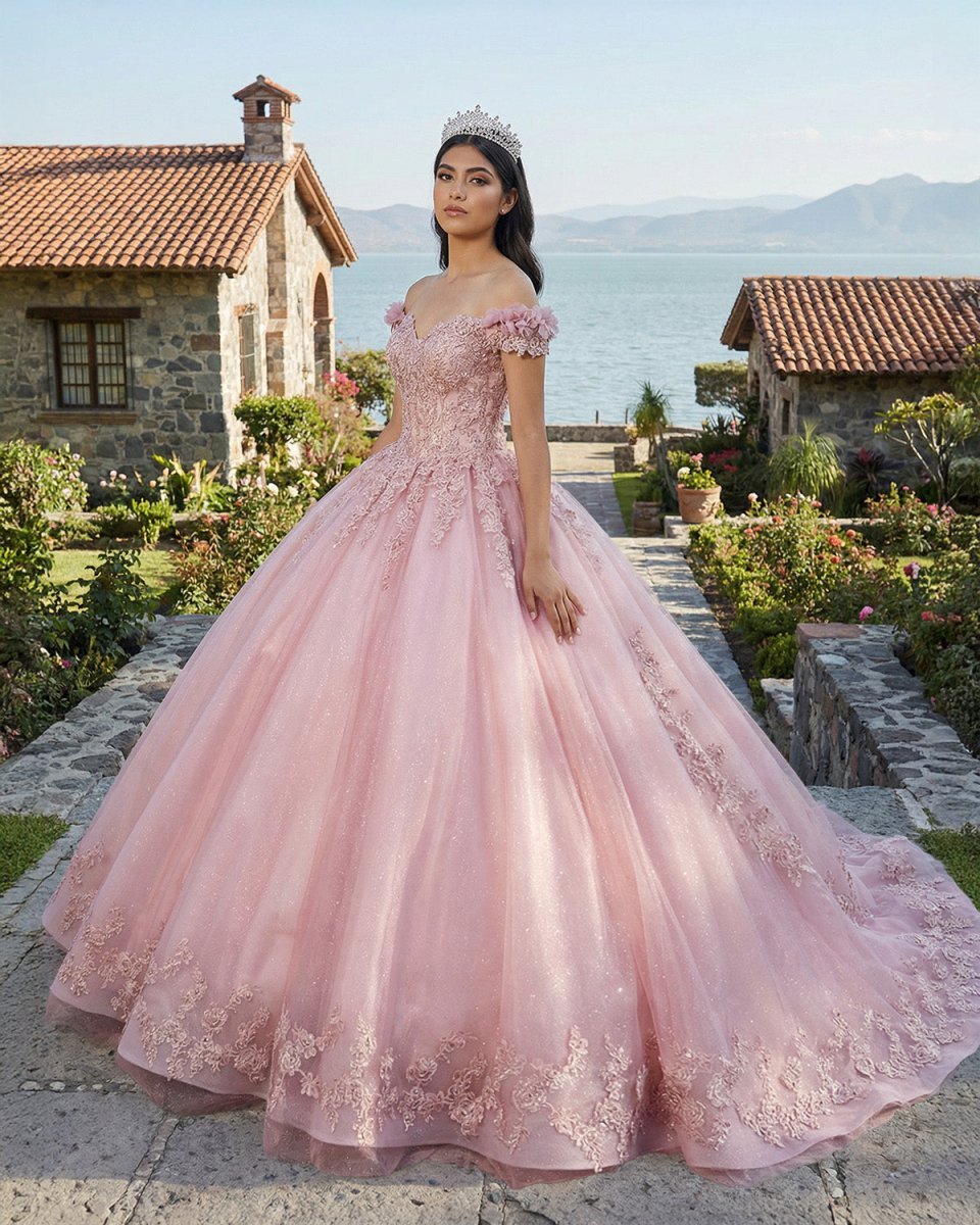 Pink Ball Gown Off the Shoulder Quinceanera Dresses - Curvevia