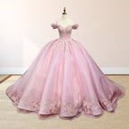 Pink Ball Gown Off the Shoulder Quinceanera Dresses - Curvevia