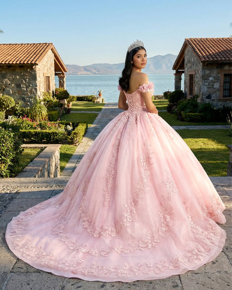 Pink Ball Gown Off the Shoulder Quinceanera Dresses - Curvevia