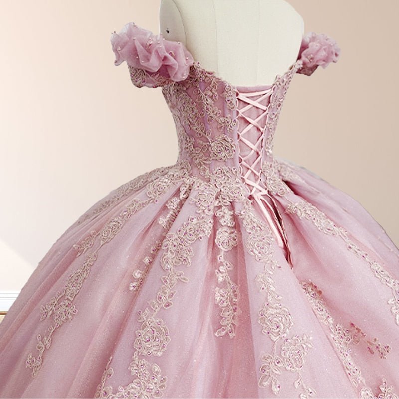 Pink Ball Gown Off the Shoulder Quinceanera Dresses - Curvevia
