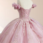 Pink Ball Gown Off the Shoulder Quinceanera Dresses - Curvevia