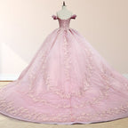 Pink Ball Gown Off the Shoulder Quinceanera Dresses - Curvevia