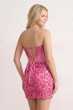 Bodycon Strapless Corset Beaded Mini Homecoming Dresses - Curvevia