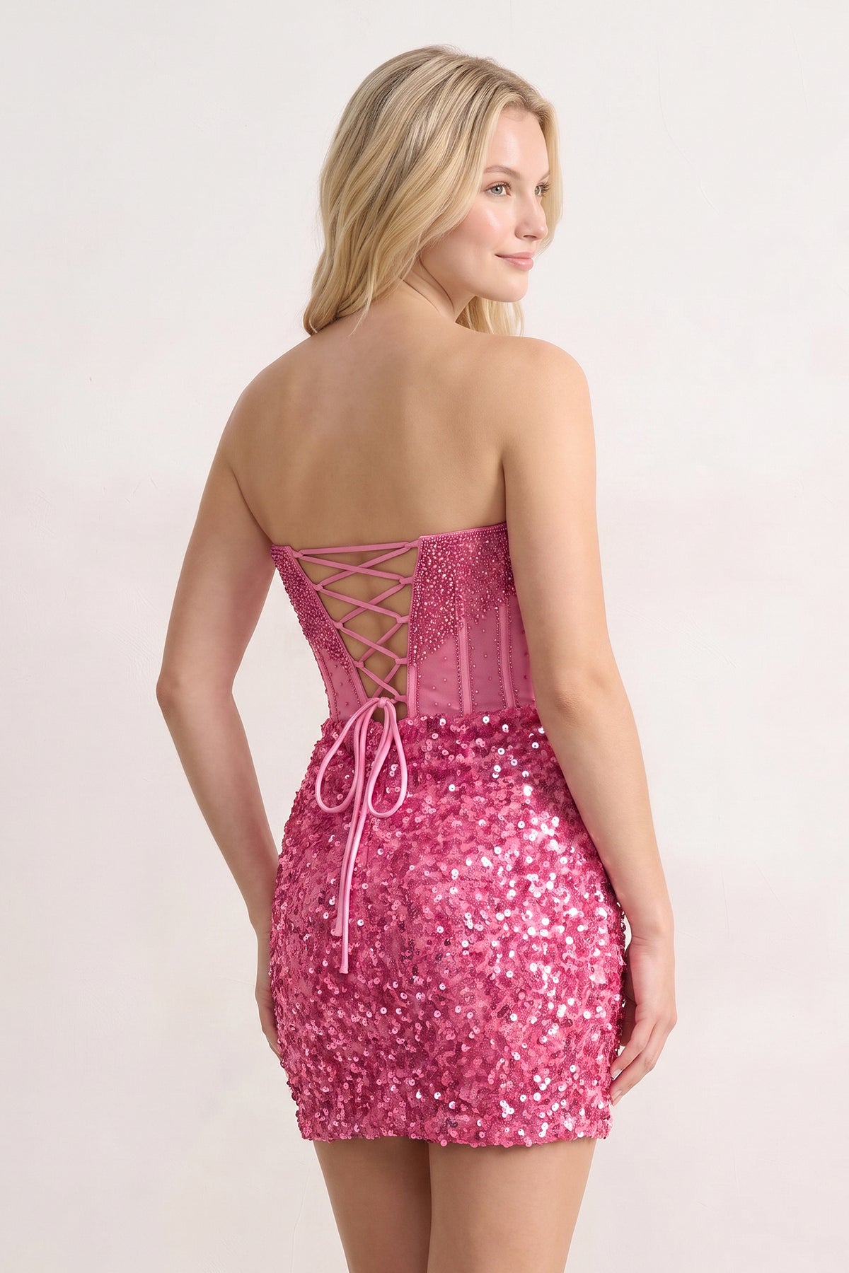 Bodycon Strapless Corset Beaded Mini Homecoming Dresses - Curvevia