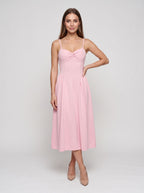 Petal Stretch Knit A-Line V-Neck Backless Midi Dress with Twist Bust Detail and Pockets - Curvevia