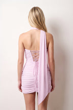 Pink Halter Tulle Sheath Ruched Homecoming Dress With Lace-Up Back - Curvevia