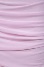 Pink Halter Tulle Sheath Ruched Homecoming Dress With Lace-Up Back - Curvevia