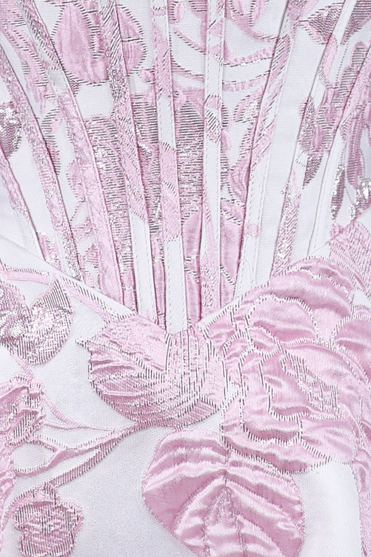 Pink Jacquard A-Line Strapless Corset Homecoming Dress With Pearl - Curvevia