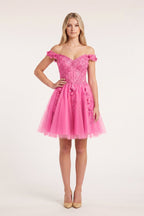 Green Off-the-Shoulder Beaded Appliques A-Line Wedding Guest Dress - Curvevia