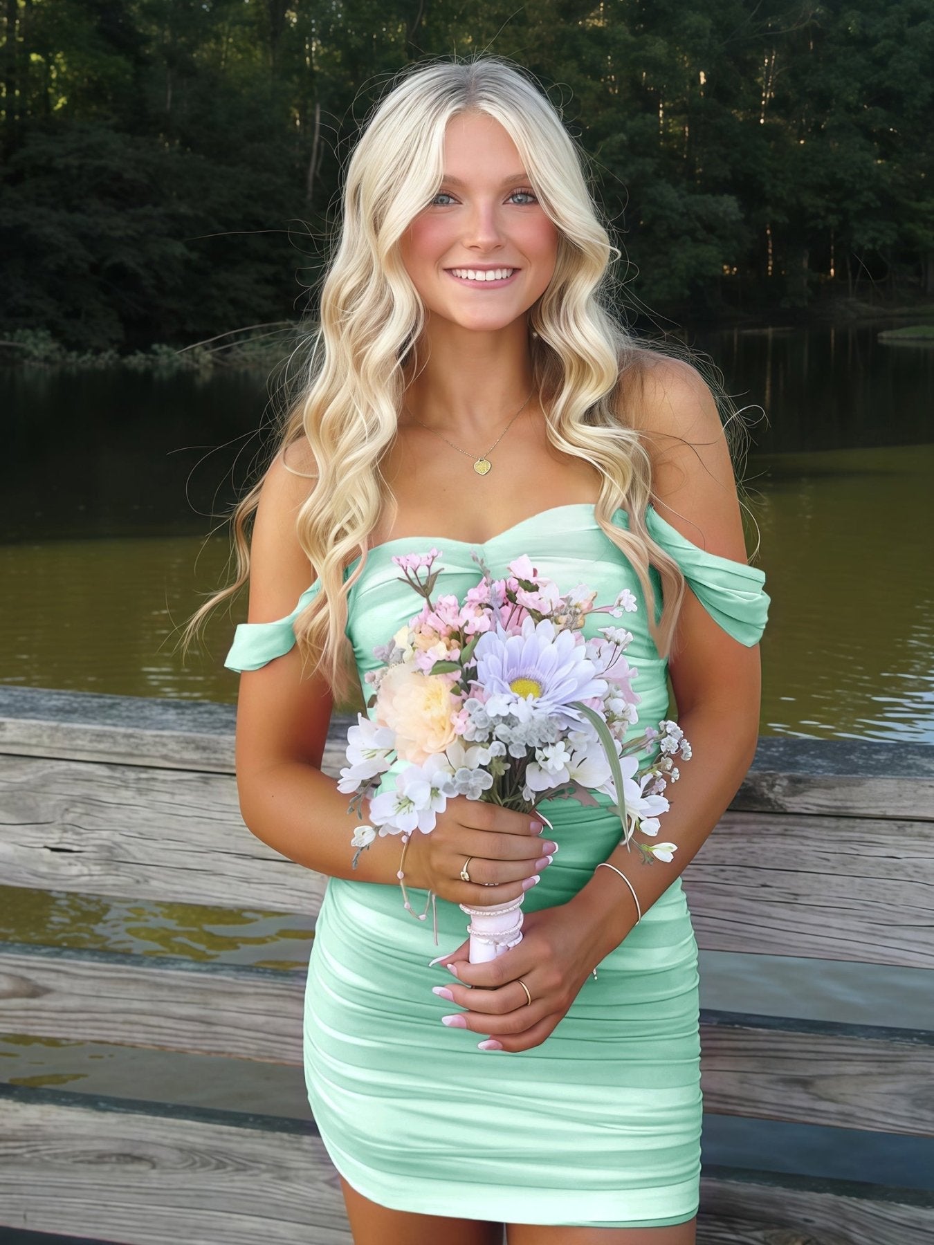 Pink Off The Shoulder Tulle Short Homecoming Dresses - Curvevia
