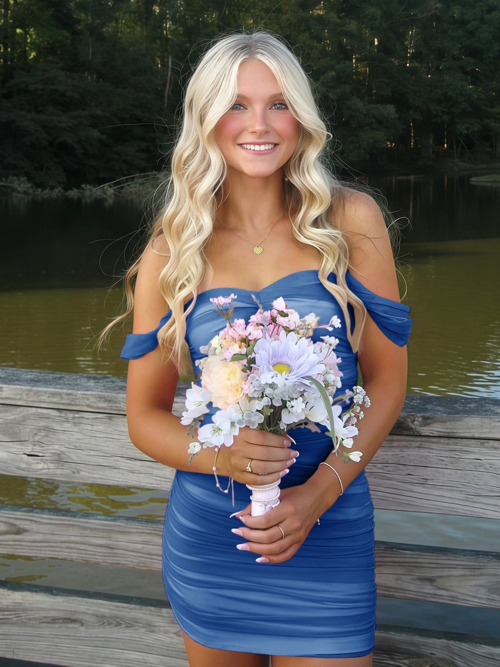 Pink Off The Shoulder Tulle Short Homecoming Dresses - Curvevia