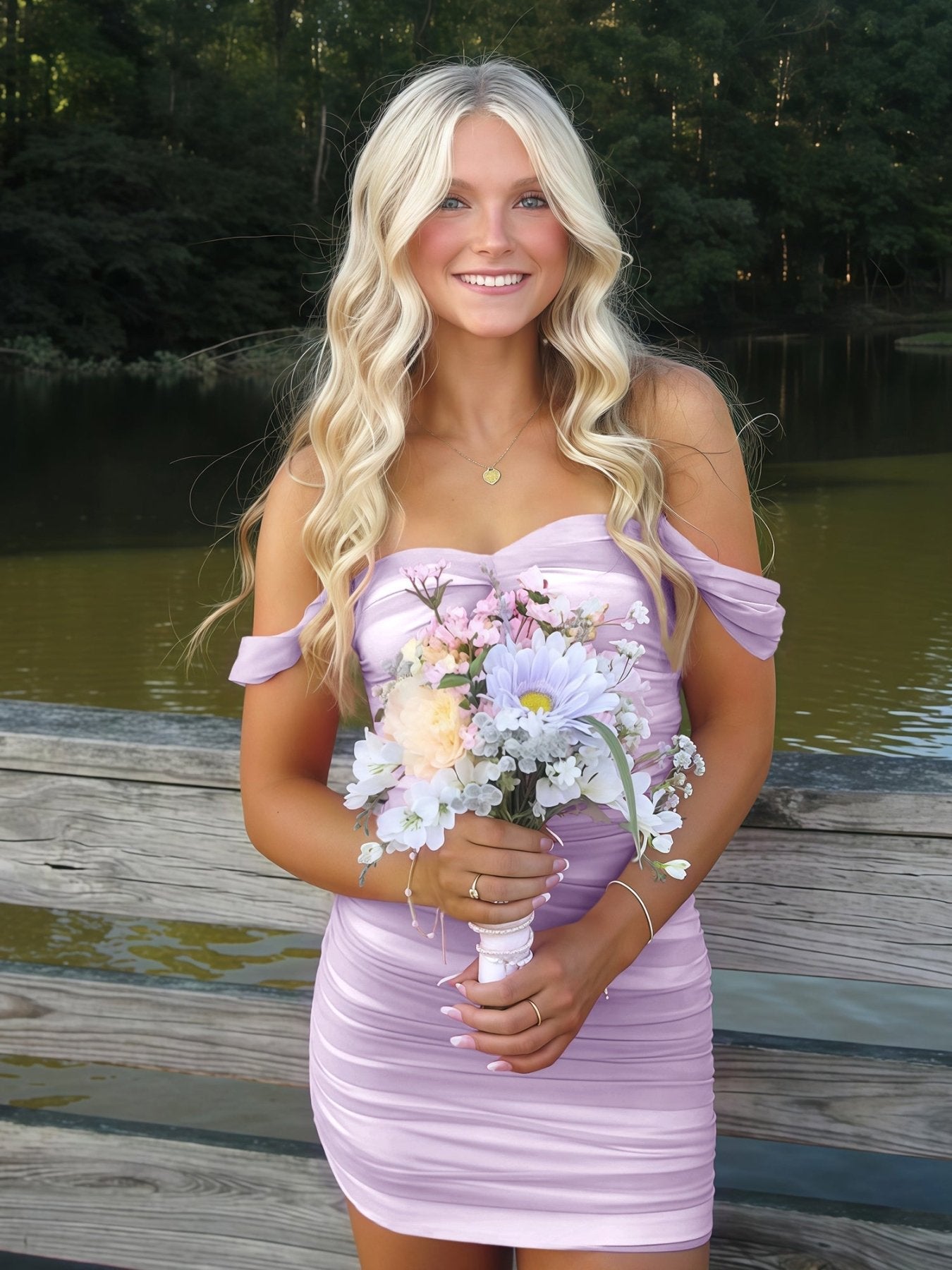 Pink Off The Shoulder Tulle Short Homecoming Dresses - Curvevia