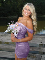 Pink Off The Shoulder Tulle Short Homecoming Dresses - Curvevia