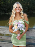 Pink Off The Shoulder Tulle Short Homecoming Dresses - Curvevia