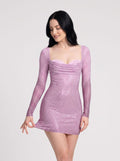Lilac Ombre Mesh Sheath Sweetheart Back Zip Mini Dress - Curvevia