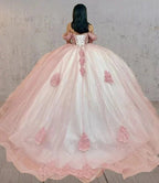 Pink Quinceanera Dresses Off The Shoulder with Appliques - Curvevia