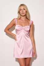 Yellow Sheath Satin Sweetheart Homecoming Dress With Ruffles - Curvevia