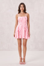 Pink Spaghetti Straps A-Line Sequined Chiffon Homecoming Dress - Curvevia