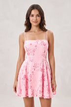 Pink Spaghetti Straps A-Line Sequined Chiffon Homecoming Dress - Curvevia