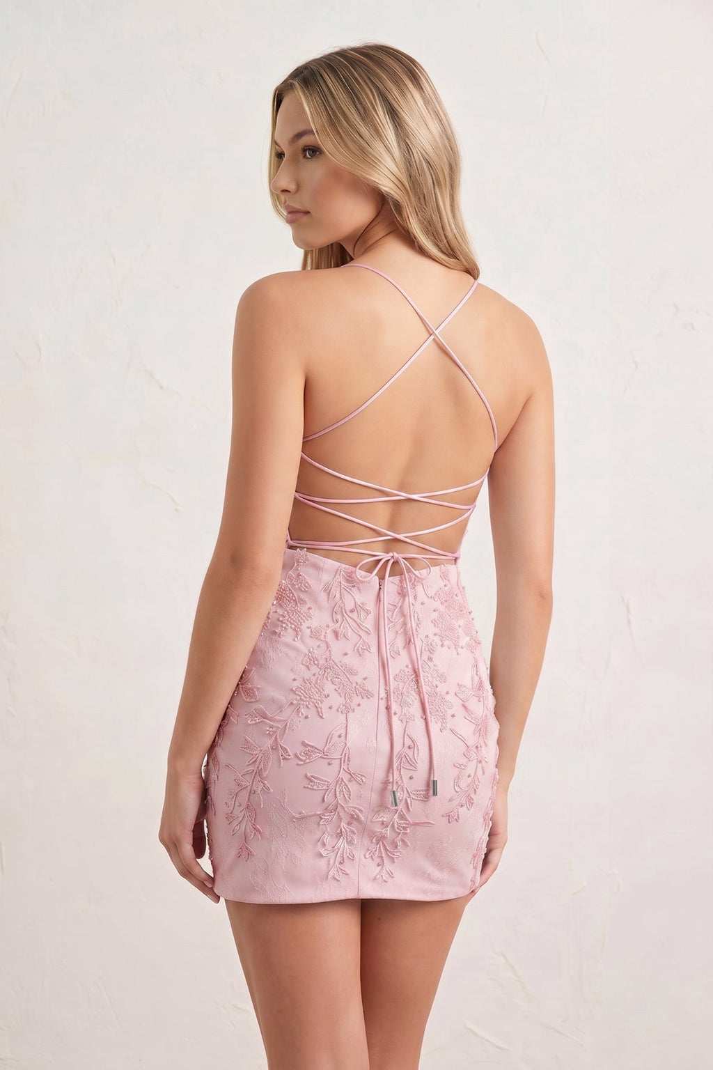 Sheath Spaghetti Straps Lace Short Homecoming Dresses - Curvevia