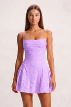 Pink Spaghetti Straps Jacquard Chiffon A-Line Homecoming Dress - Curvevia