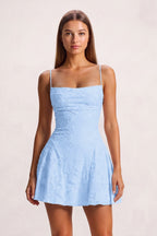 Pink Spaghetti Straps Jacquard Chiffon A-Line Homecoming Dress - Curvevia