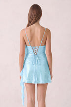 Pink Spaghetti Straps Sequin Ruched Ruffled Sheath Homecoming Dress - Curvevia