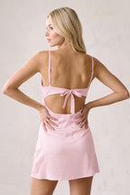 Champagne Spaghetti Straps Sheath Rhinestones Satin Homecoming Dress with Tie Back - Curvevia