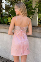 Aqua Spaghetti Straps Sheath Satin Homecoming Dress With Beading - Curvevia