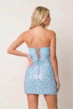 Pink Strapless Sheath Sequins Satin Homecoming Dress - Curvevia