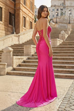 Sheath Strapless Sweetheart Long Evening Dress with Slit - Curvevia