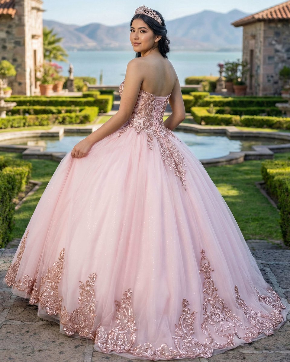 Pink Sweetheart Neckline Quinceanera Ball Gown Dress - Curvevia