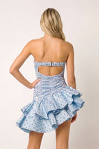 Pink Sweetheart Polka Dots Ruched Ruffled A-Line Homecoming Dress - Curvevia
