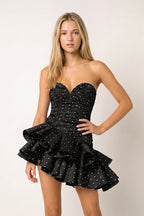 Pink Sweetheart Polka Dots Ruched Ruffled A-Line Homecoming Dress - Curvevia