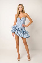 Pink Sweetheart Polka Dots Ruched Ruffled A-Line Homecoming Dress - Curvevia